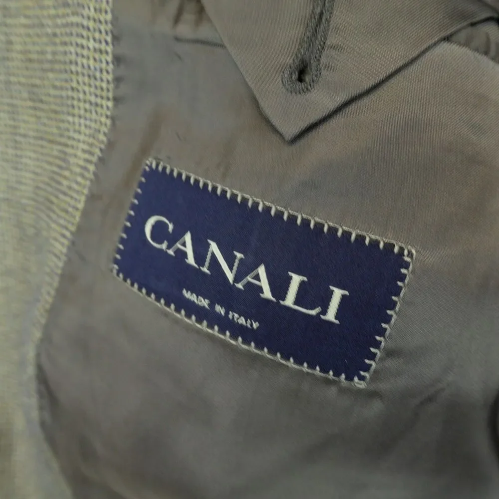 Canali Blazer Mens 48L Silk Wool Houndstooth Three Button Sport Coat Made Italy